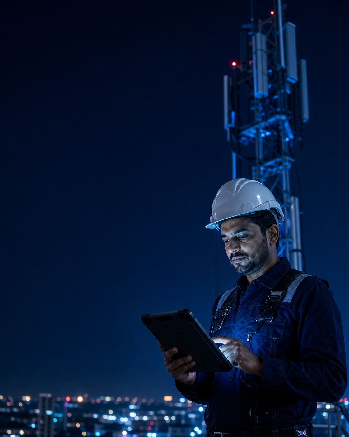 Field technician using a tablet